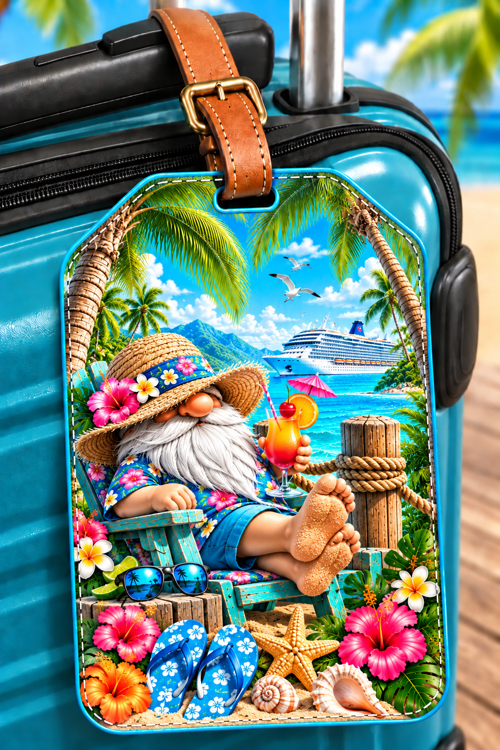 TROPICAL GNOME LUGGAGE TAG