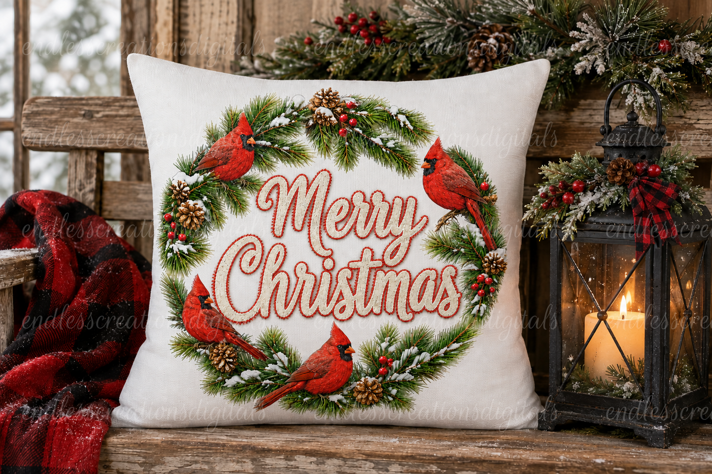 MERRY CHRISTMAS CARDINALS TRANSPARENCY