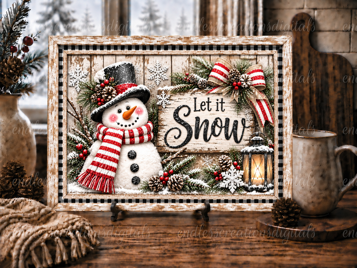 RUSTIC LET IT SNOW CUTTING BOARD/SLATE DESIGN