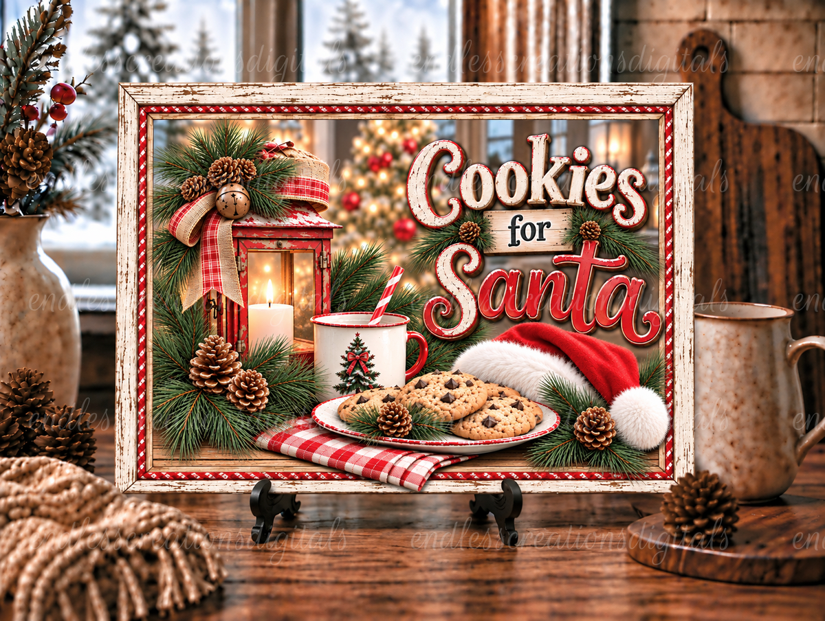 COOKIES FOR SANTA CUTTING BOARD/SLATE DESIGN
