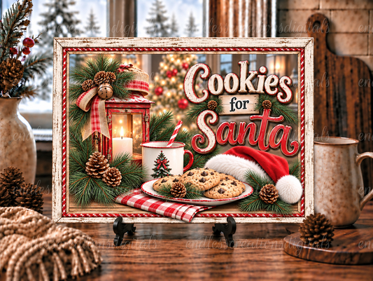 COOKIES FOR SANTA CUTTING BOARD/SLATE DESIGN