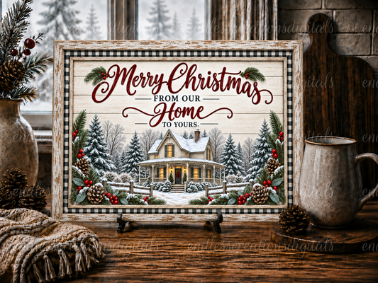 MERRY CHRISTMAS FROM  OUR HOME CUTTING BOARD/SLATE DESIGN