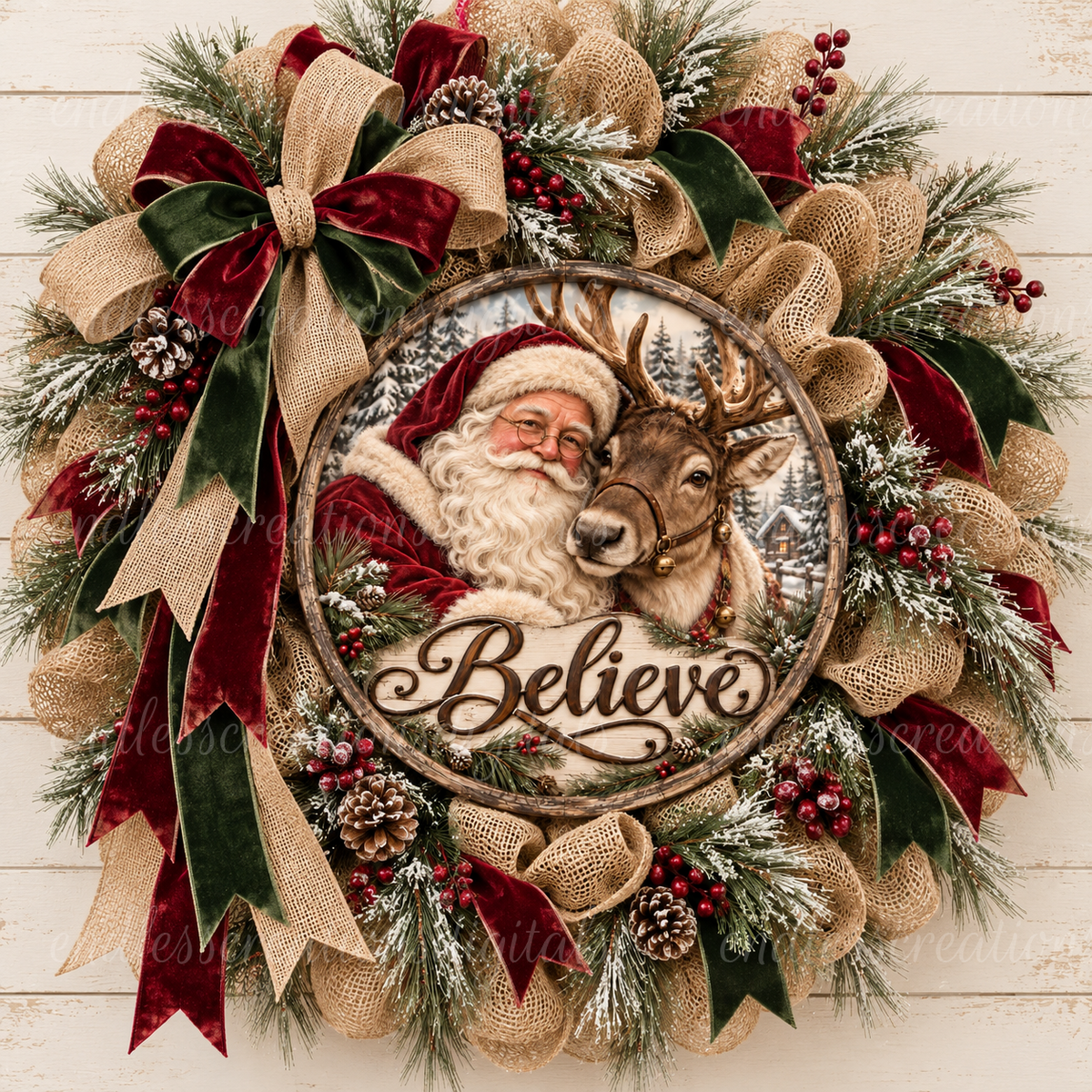 VINTAGE SANTA BELIEVE ROUND ONLY