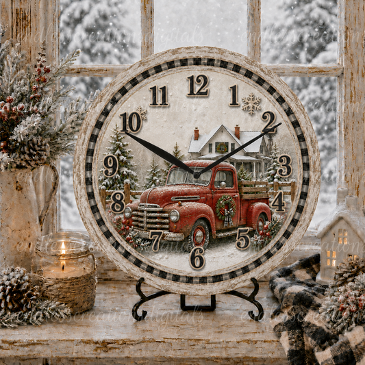RED TRUCK ROUND CLOCK DESIGN