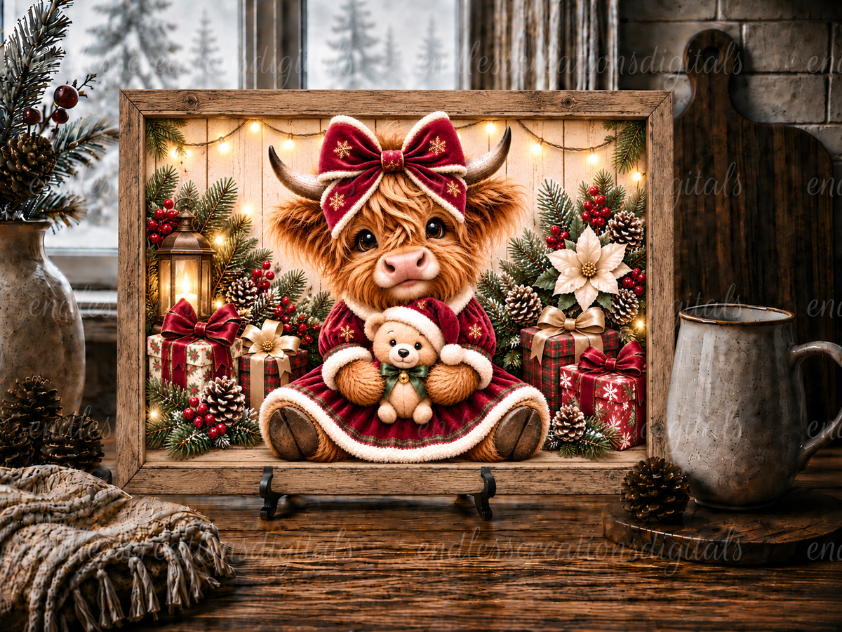 ELEGANT CHRISTMAS COW CUTTING BOARD/SLATE DESIGN