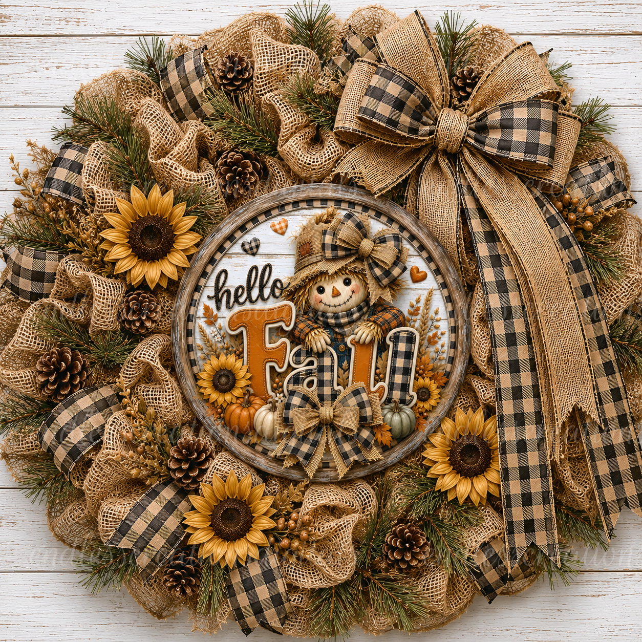 HELLO FALL SCARECROW ROUND ONLY