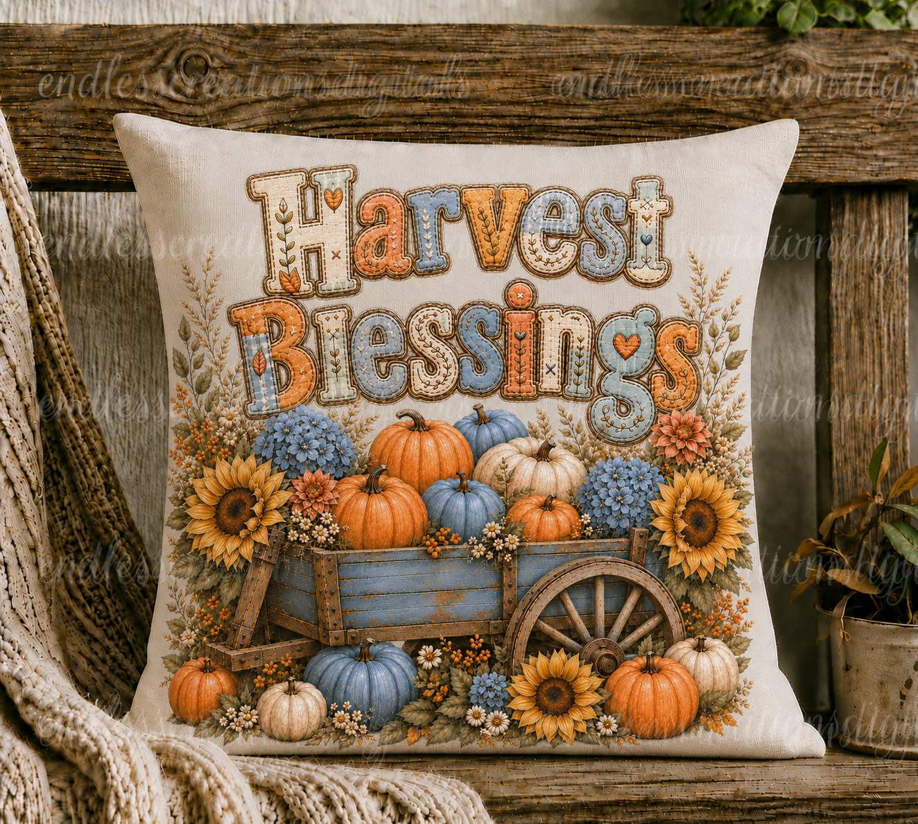 BLUE/ORANGE FALL HARVEST BUNDLE OF 6