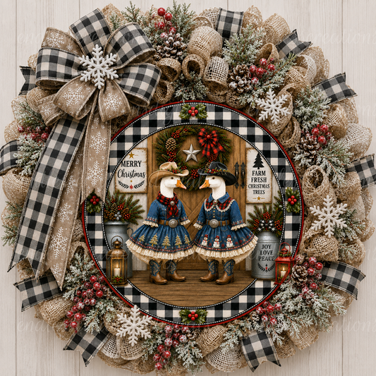 COWGIRL CHRISTMAS GOOSE ROUND/GARDEN FLAG BUNDLE OF 3