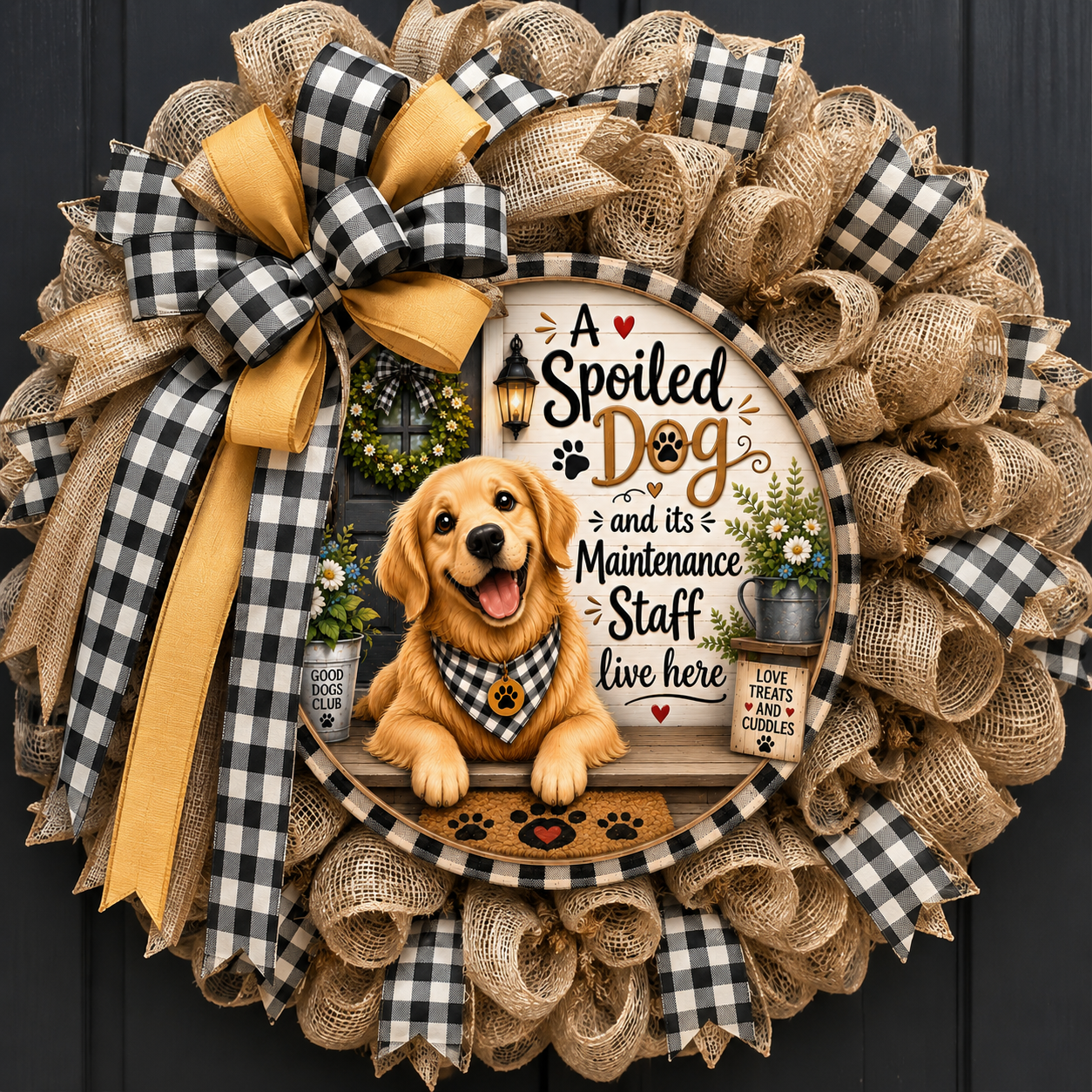 SPOLIED GOLDEN RETRIEVER ROUND/GARDEN FLAG BUNDLE OF 2