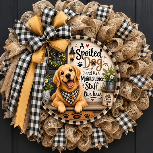 SPOLIED GOLDEN RETRIEVER ROUND/GARDEN FLAG BUNDLE OF 2