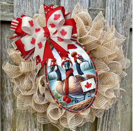 OVAL CANADA GEESE 7"X 12" ALUMINUM PHYSICAL WREATH SIGN