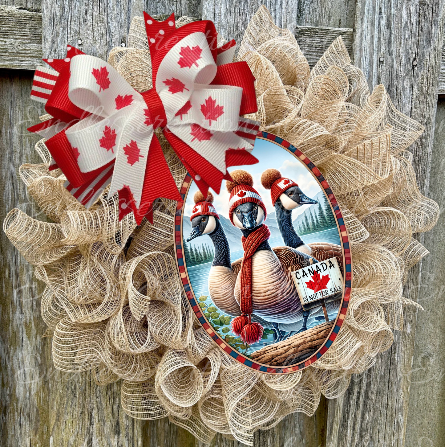 OVAL CANADA GEESE 7"X 12" ALUMINUM PHYSICAL WREATH SIGN