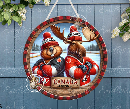 10" ALUMINUM SIGN ELBOWS UP CANADA