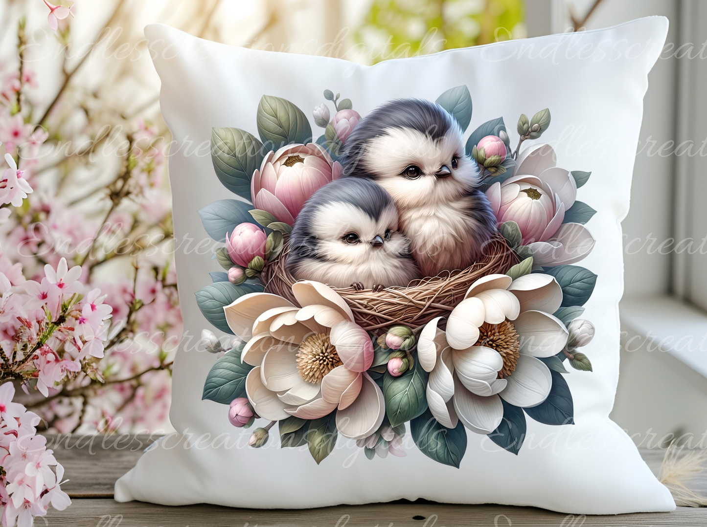 SPRING FLORAL BIRDS TRANSPARENCIES