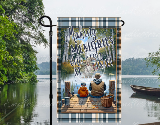 MAKING MEMORIES FISHING GARDEN FLAG