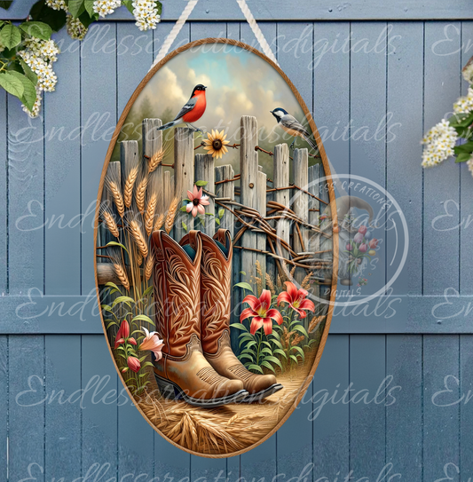 FLORAL COWBOY BOOTS OVAL DIGITAL