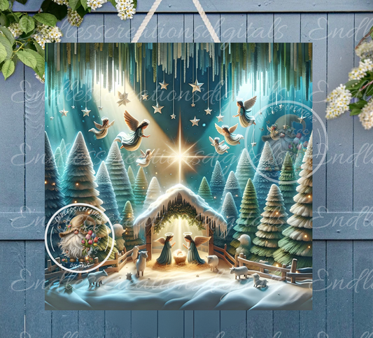 SQUARE CHRISTMAS AWAY IN A MANGER