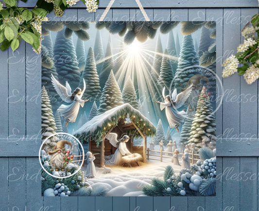 SQUARE CHRISTMAS AWAY IN A MANGER
