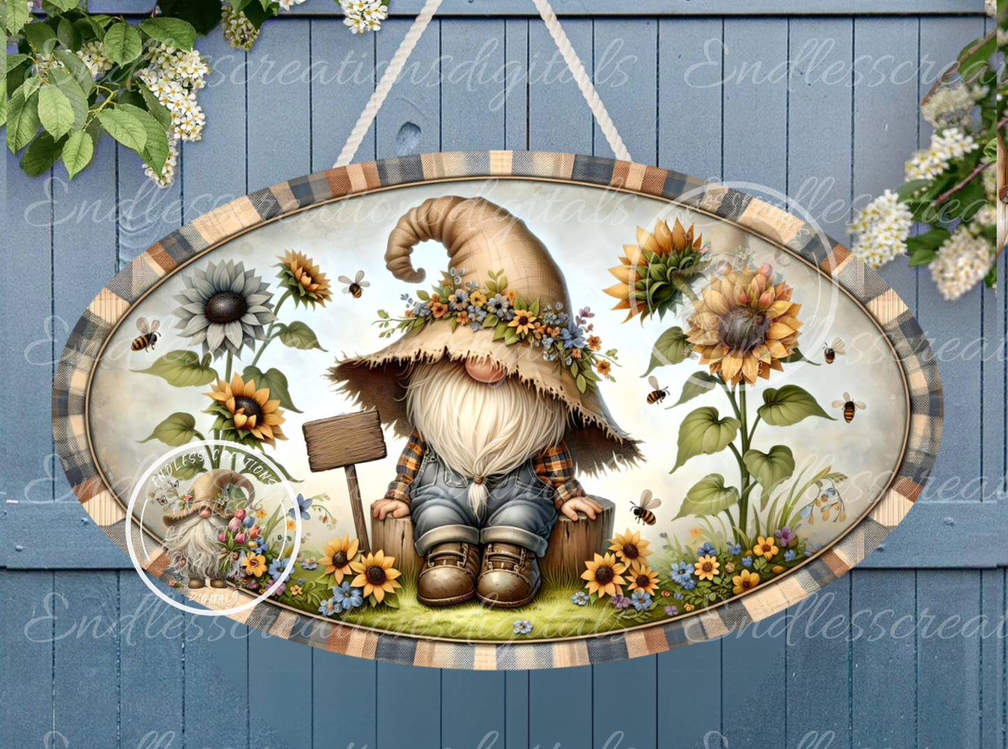 HOME SWEET HOME SUNFLOWER GNOME OVAL DIGITAL