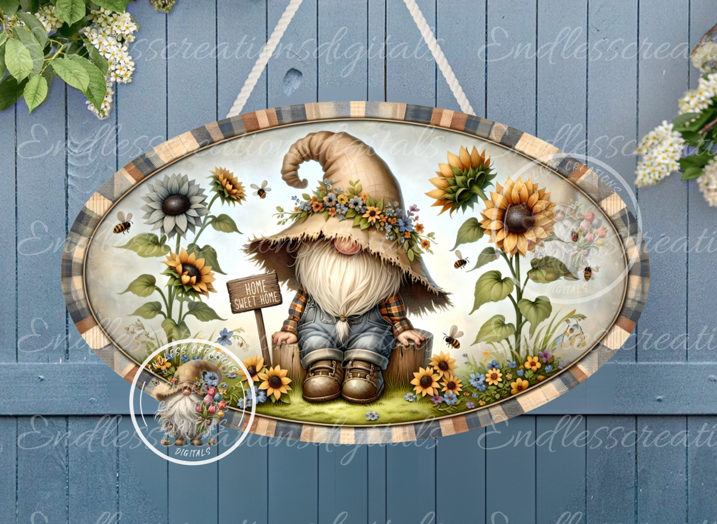 HOME SWEET HOME SUNFLOWER GNOME OVAL DIGITAL