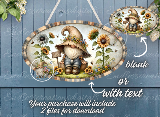 HOME SWEET HOME SUNFLOWER GNOME OVAL DIGITAL