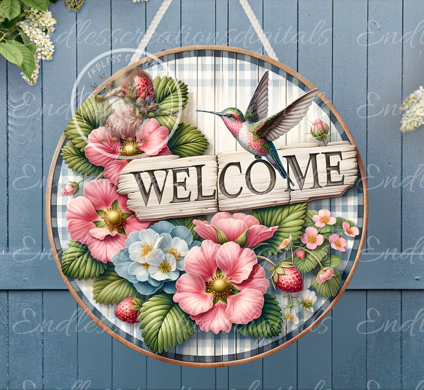 SUMMER WELCOME FLORAL HUMMINGBIRD
