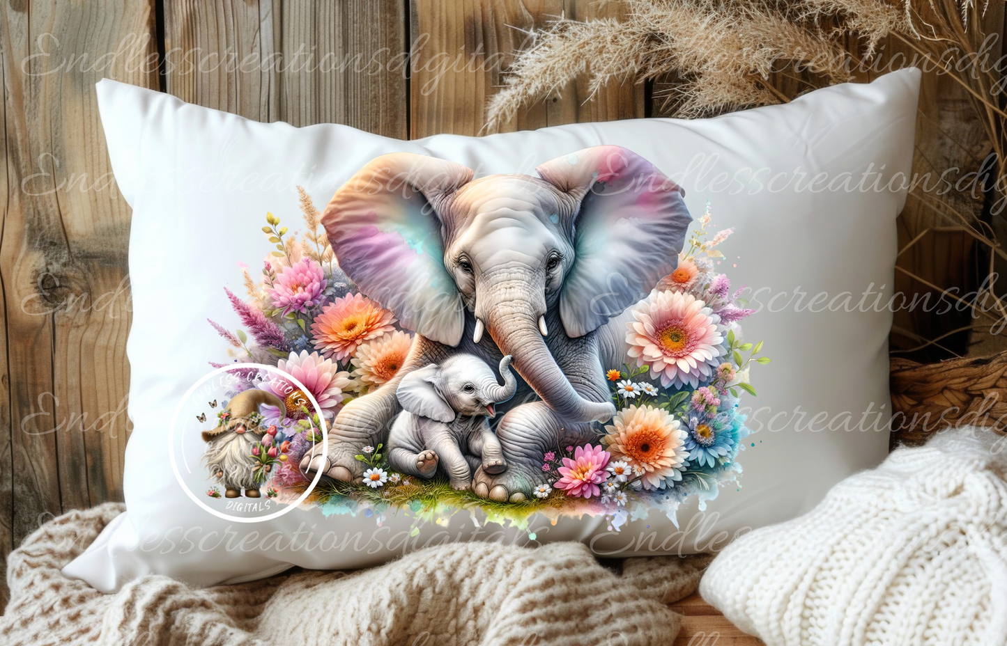 FLORAL ELEPHANT RECTANGLE CUTTING BOARD/TRANSPARENCIES BUNDLE