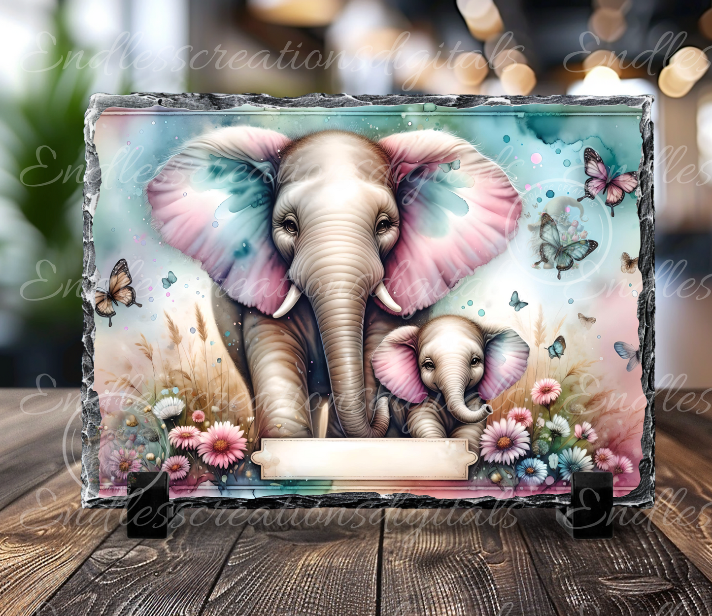 FLORAL ELEPHANT RECTANGLE CUTTING BOARD/TRANSPARENCIES BUNDLE