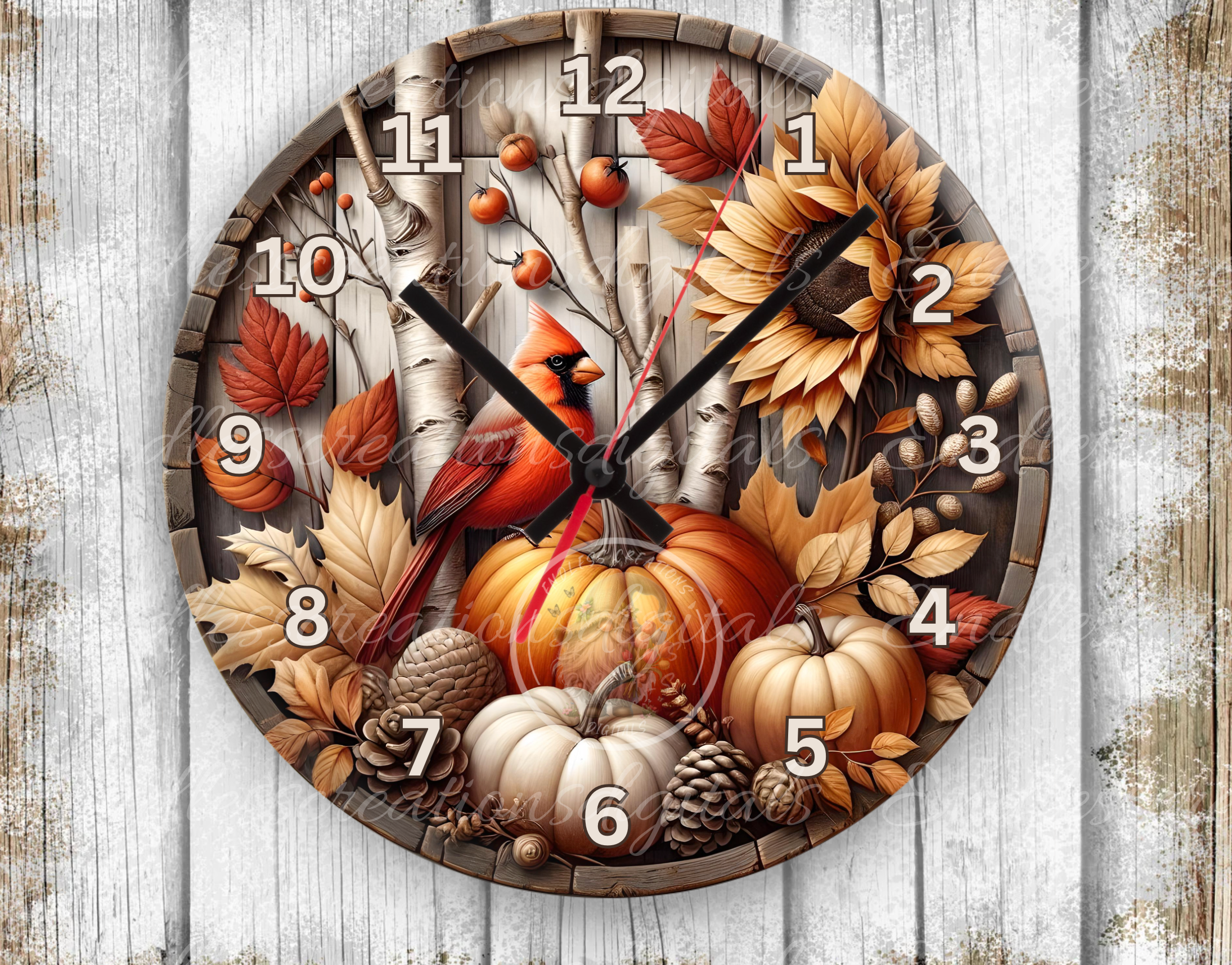 FALL CARDINAL CLOCK DESIGN – Endless Creations Digitals
