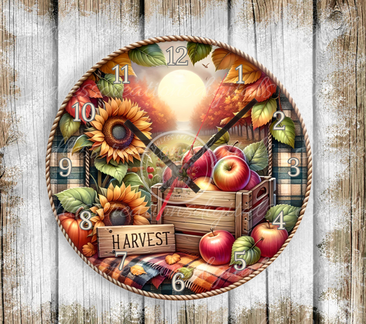 FALL APPLE HARVEST ROUND/CLOCK DESIGN