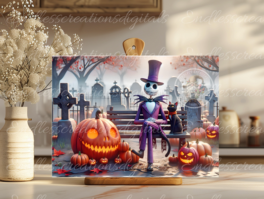 SCARY SKELETON WITH CAT EXCLUSIVE DESIGN