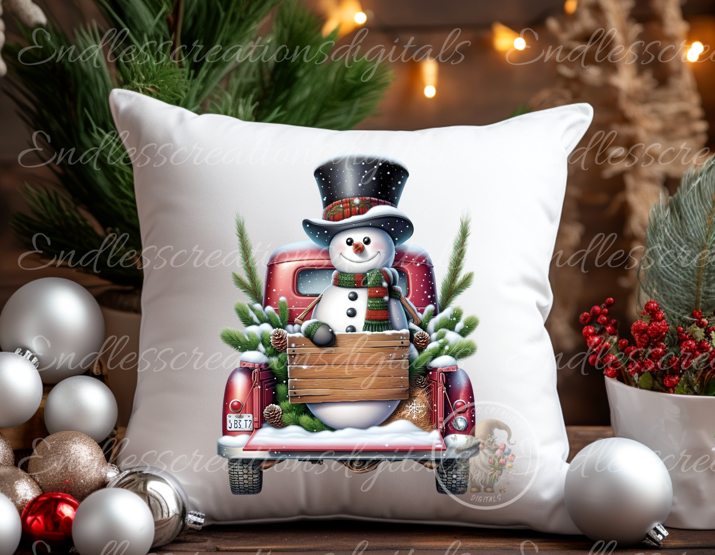 RED TRUCK WITH SNOWMAN WINTER BUNDLE (NO TEXT)