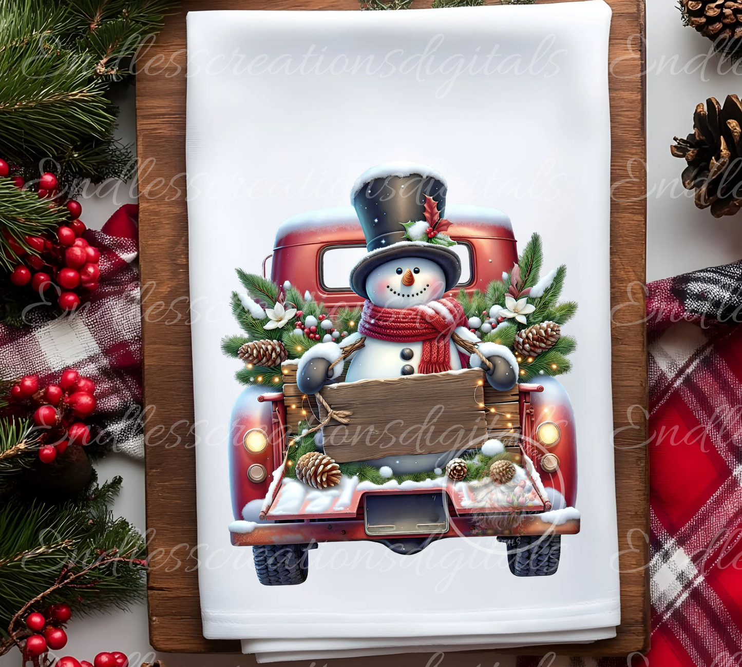 SNOWMAN IN RED TRUCK WINTER TRANSPARENCIES
