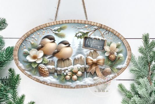 WINTER CHICKADEES WIDE OVAL DIGITALS