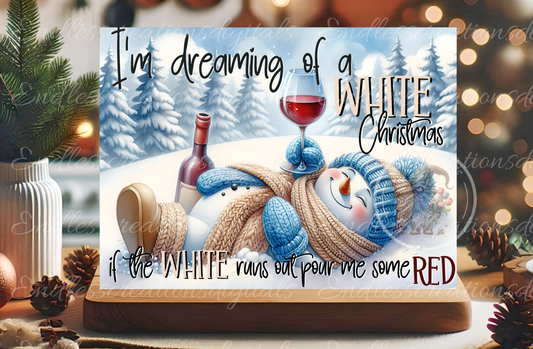 CHRISTMAS WINE SNOWMAN RECTANGLE/TINS