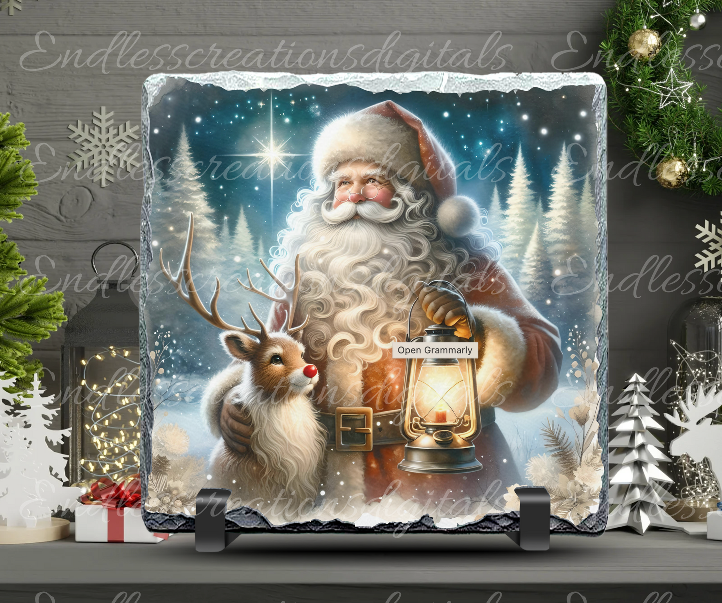 CHRISMTAS SANTA AND REINDEER SQUARE