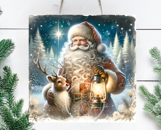 CHRISMTAS SANTA AND REINDEER SQUARE