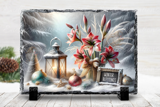 WINTER BLESSINGS AMARYLLIS RECTANGLE/TINS