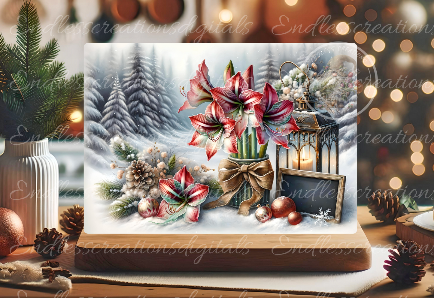 WINTER BLESSINGS AMARYLLIS RECTANGLE/TINS