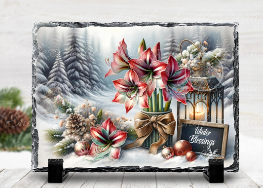 WINTER BLESSINGS AMARYLLIS RECTANGLE/TINS