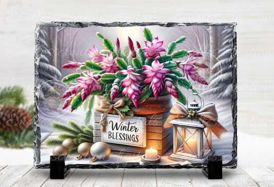 WINTER BLESSINGS FLOWERING CACTUS RECTANGLE/TINS