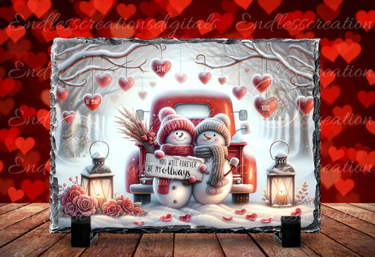 VALENTINES SNOWMAN COUPLE RECTANGLE/TINS