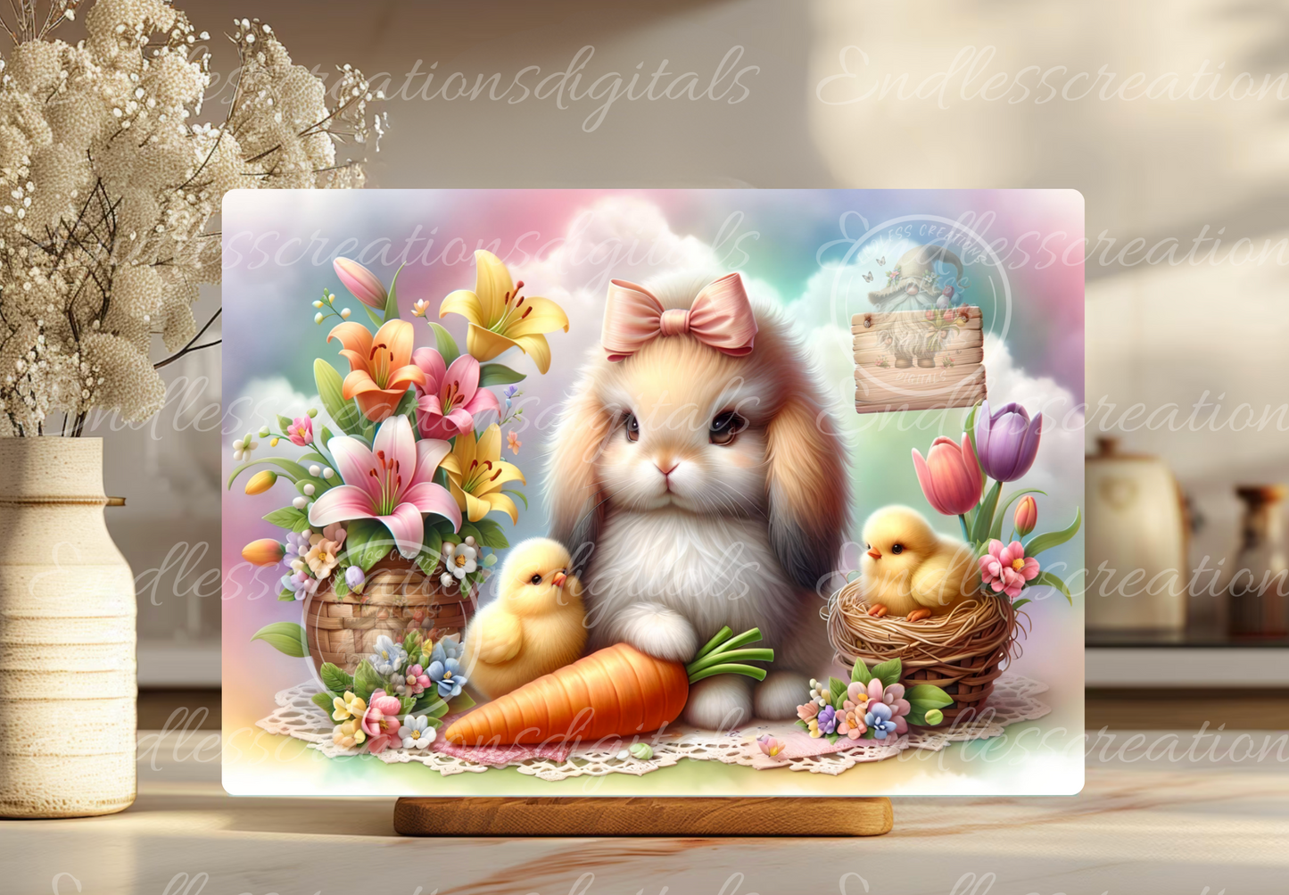 EASTER BUNNY WITH CHICK RECTANGLE/TINS