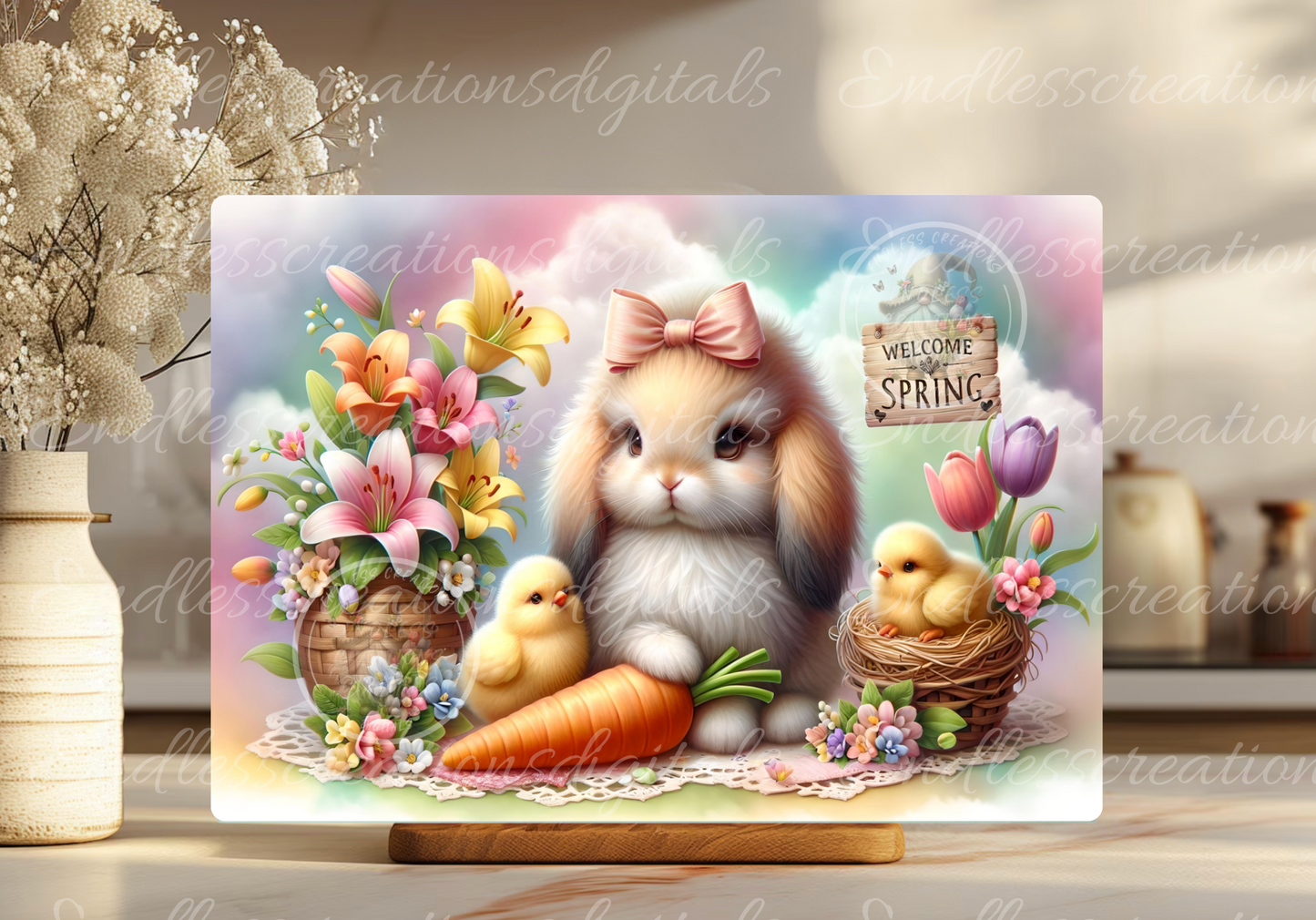 EASTER BUNNY WITH CHICK RECTANGLE/TINS