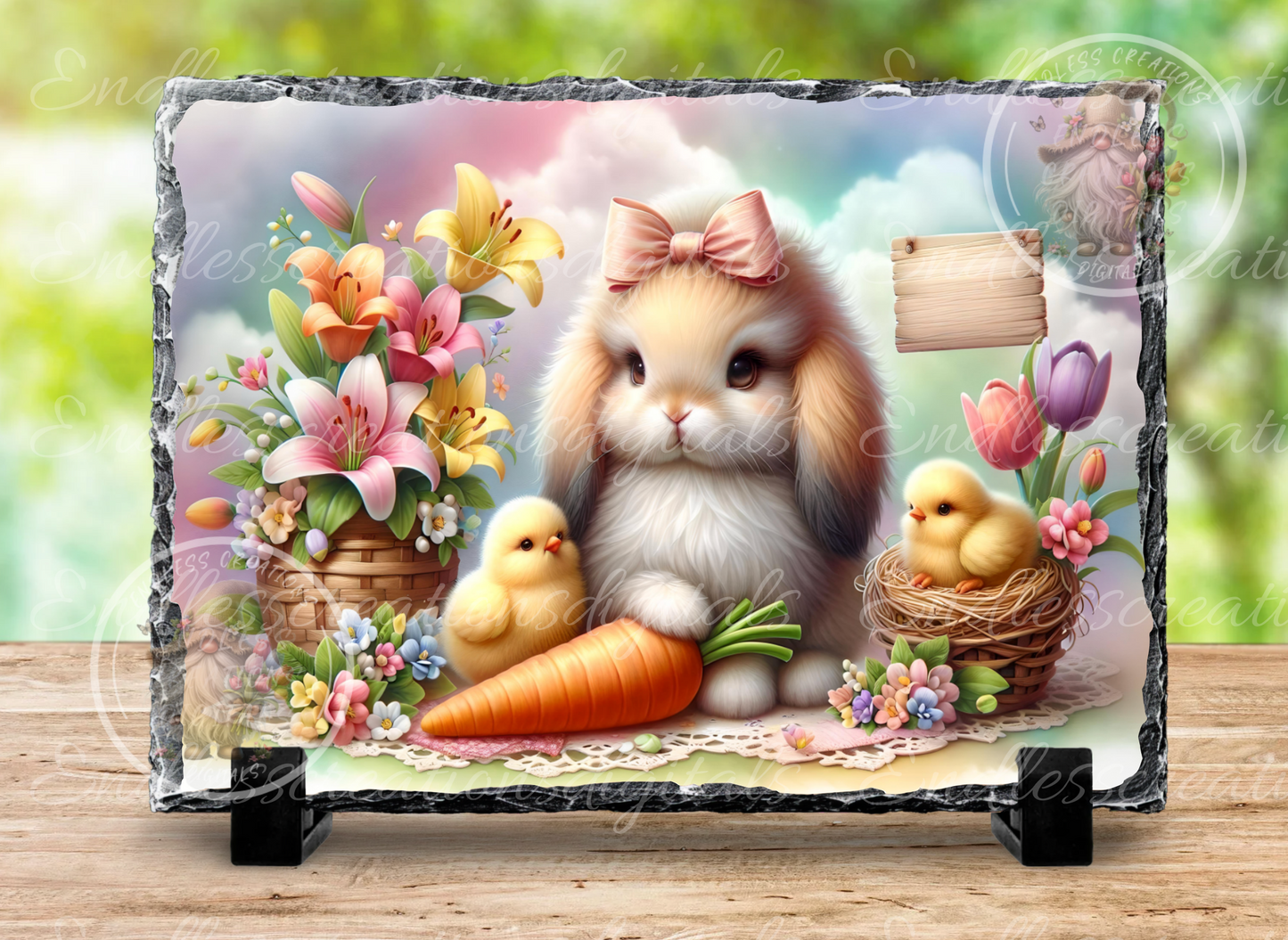 EASTER BUNNY WITH CHICK RECTANGLE/TINS