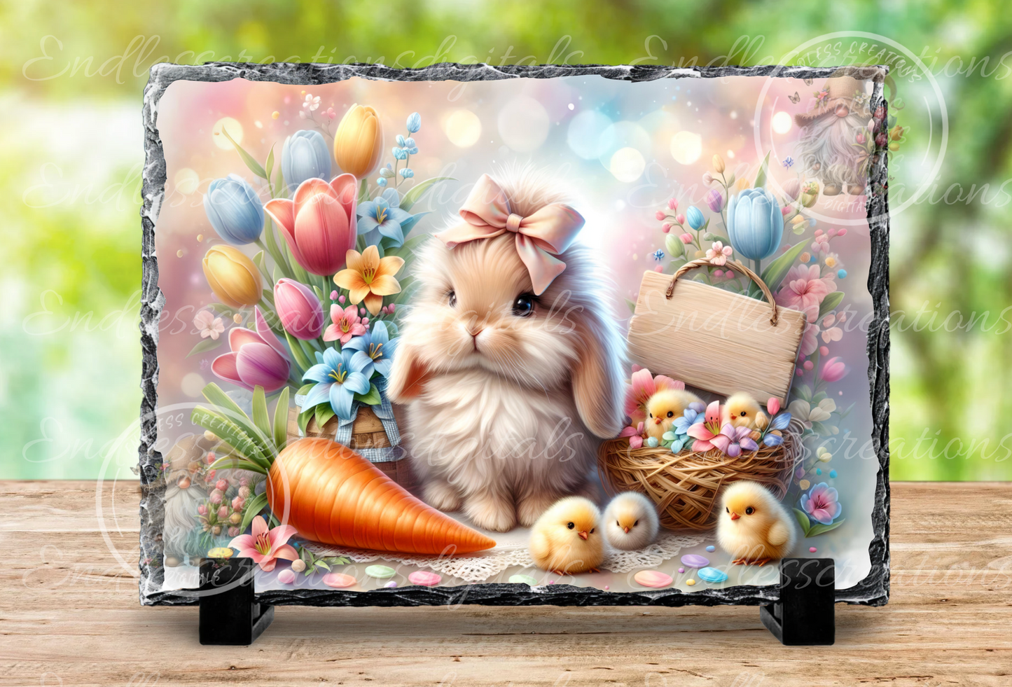 CUTE BUNNY WITH EASTER CHICKS RECTANGLE/TINS