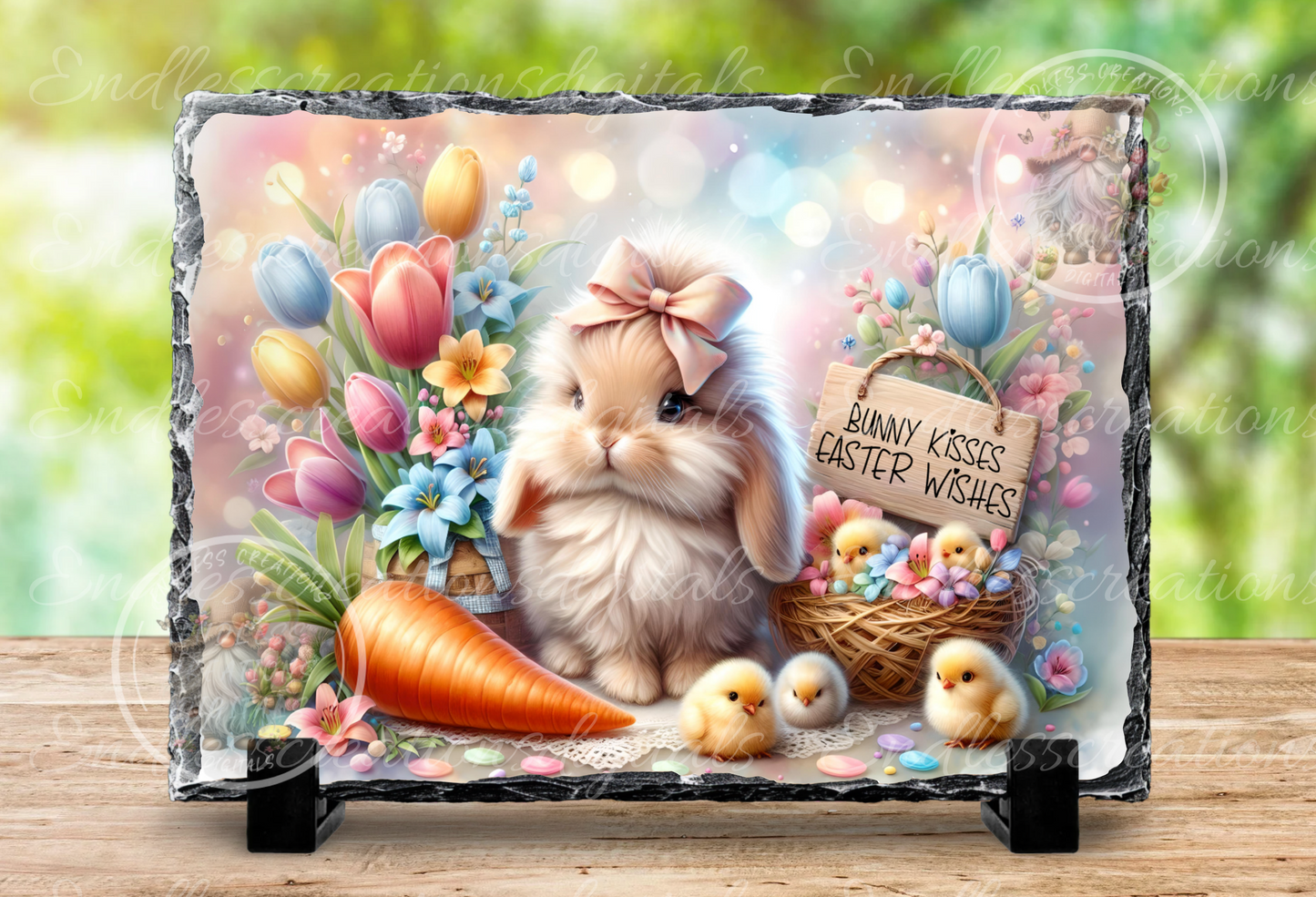 CUTE BUNNY WITH EASTER CHICKS RECTANGLE/TINS