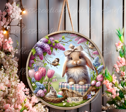 SPRING BUNNY FLORAL ROUND