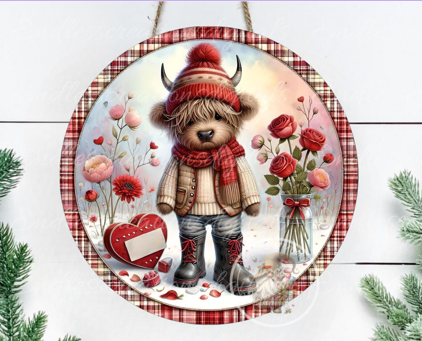 BE MINE VALENTINES HIGHLAND COW