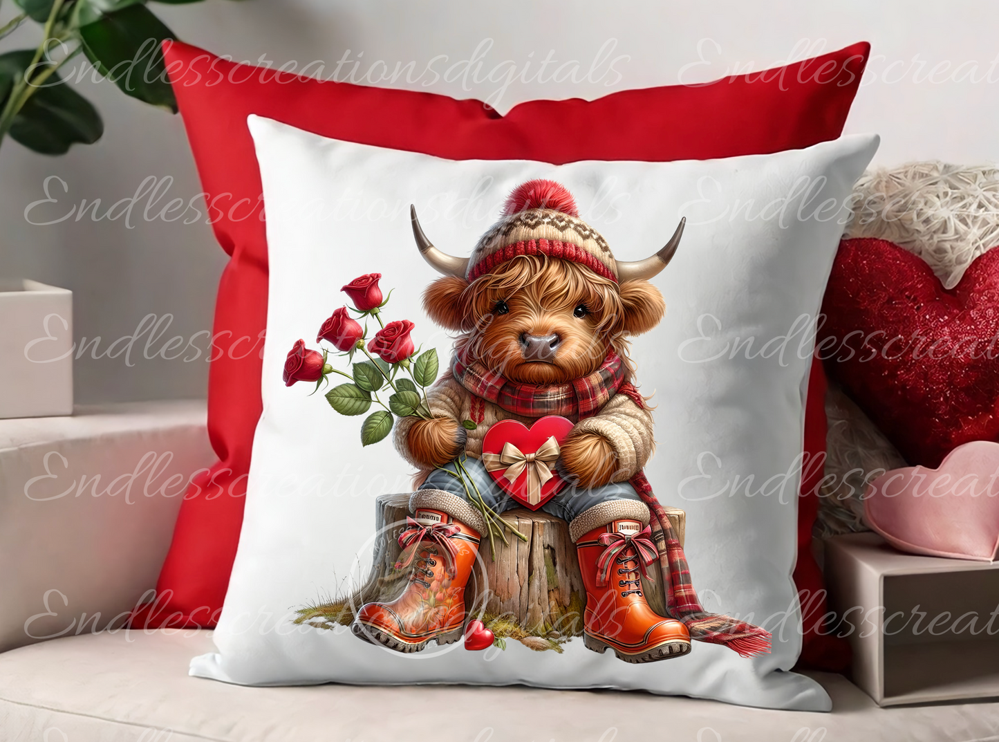 BE MY VALENTINE HIGHLAND COW DESIGN BUNDLE